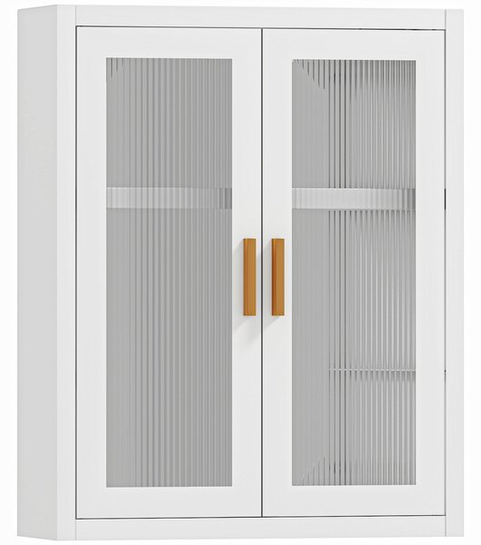HOMCOM Armadio murale per bagno con 2 porte scanalate e ripiano regolabile, mobile alto a parete, 40x14x50cm, Bianco | Aosom Italy