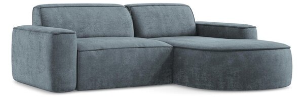 Divano angolare blu polveroso (con penisola a destra/con chaise lounge) con rivestimento in ciniglia Omao – Makamii