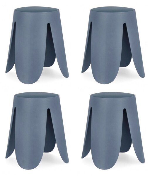 Set 4 Sgabelli Ø37x47 cm in Similpelle Imogen Ottanio