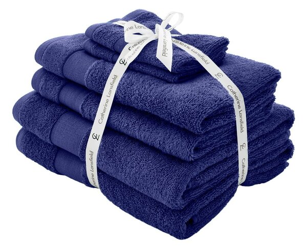 Set di asciugamani per viso e corpo tipo terry blu scuro in cotone 6 pz Anti-Bacterial – Catherine Lansfield