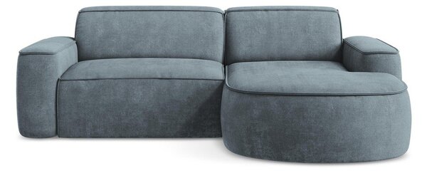 Divano angolare blu polveroso (con penisola a destra/con chaise lounge) con rivestimento in ciniglia Omao – Makamii