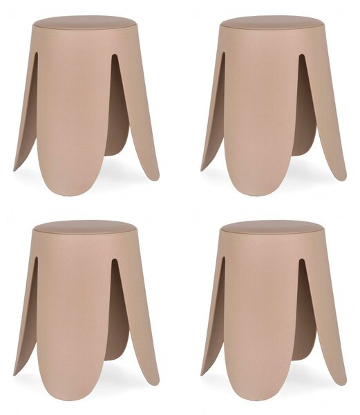 Set 4 Sgabelli Ø37x47 cm in Similpelle Imogen Avorio