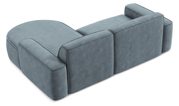 Divano angolare blu polveroso (con penisola a destra/con chaise lounge) con rivestimento in ciniglia Omao – Makamii