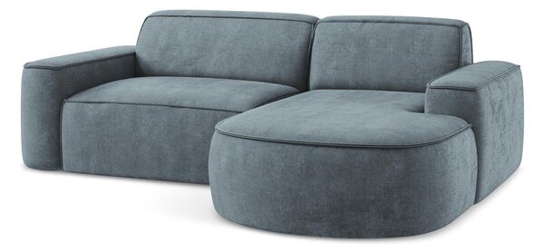 Divano angolare blu polveroso (con penisola a destra/con chaise lounge) con rivestimento in ciniglia Omao – Makamii
