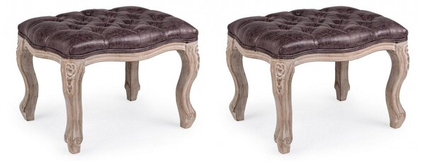 Set 2 Pouf Poggiapiedi 53x42x38 cm in Tessuto Diva Dark Dark