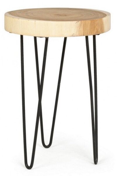 Set 2 Tavolini da Soggiorno Ø35x48 cm in Legno Tuala