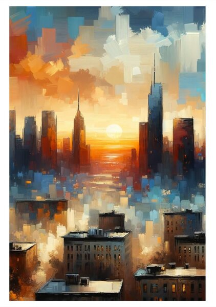 Quadro su tela – Tramonto sulla città