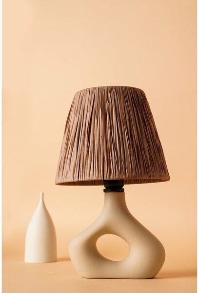 Lampada da tavolo beige con paralume in carta lavorata (altezza totale 40 cm) Serin – Opviq lights