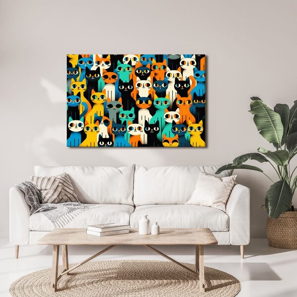Quadro su tela – Gatti colorati in fila
