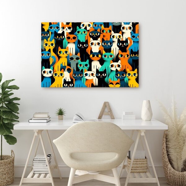 Quadro su tela – Gatti colorati in fila
