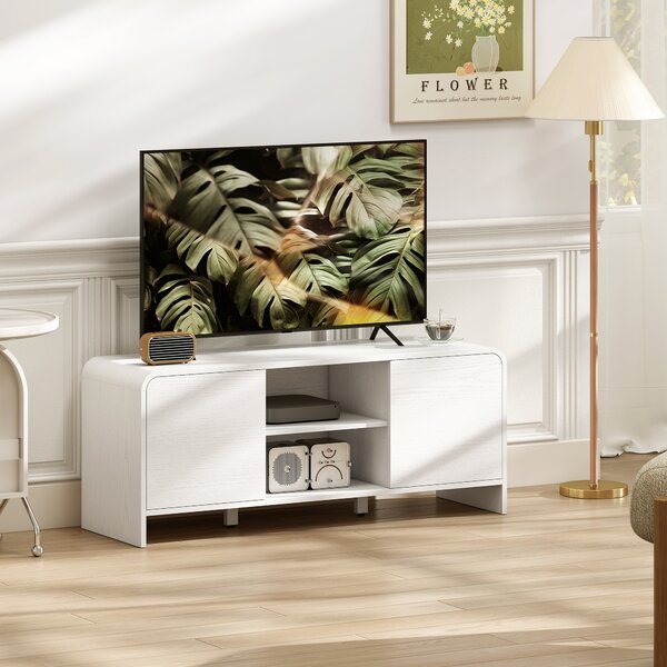 HOMCOM Mobile TV per televisore con 2 ante, 2 scomparti e ripiano regolabile, 110x35x45cm, bianco | Aosom Italy