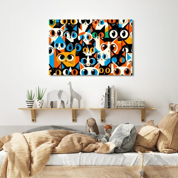 Quadro su tela – Gatti colorati in astratto