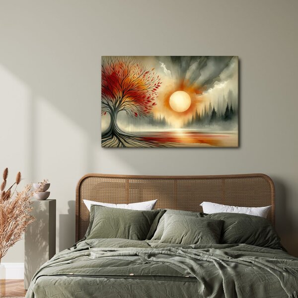 Quadro su tela – Albero della vita con sole autunnale