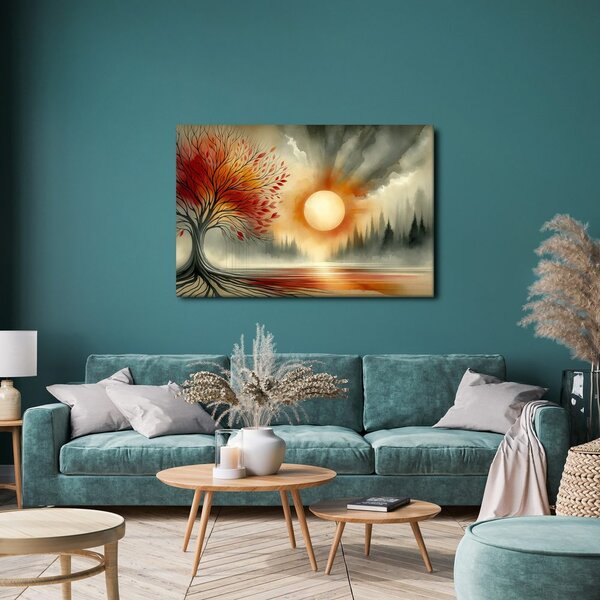 Quadro su tela – Albero della vita con sole autunnale