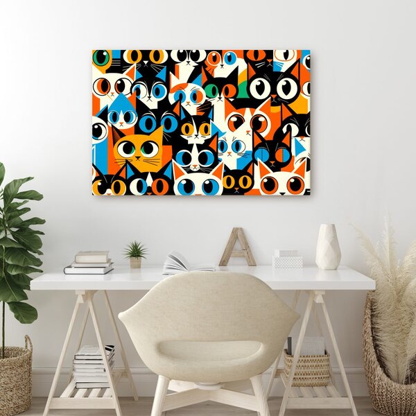 Quadro su tela – Gatti colorati in astratto