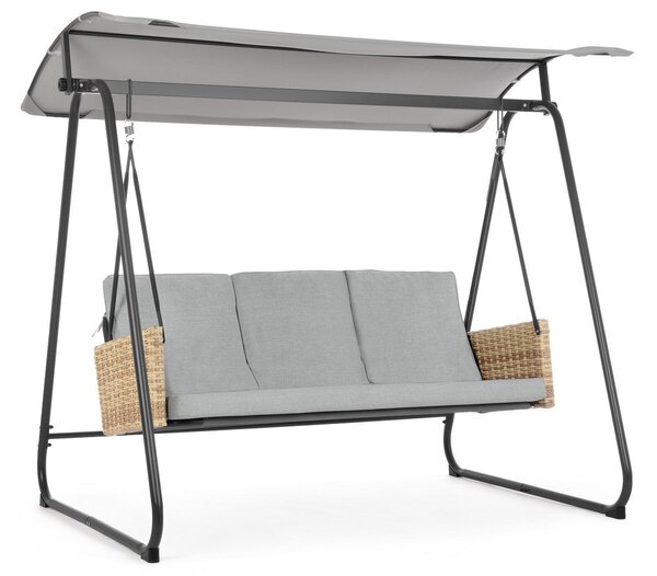 Dondolo 3 Posti da Giardino 210x138x182 cm in Acciaio Easy Grigio