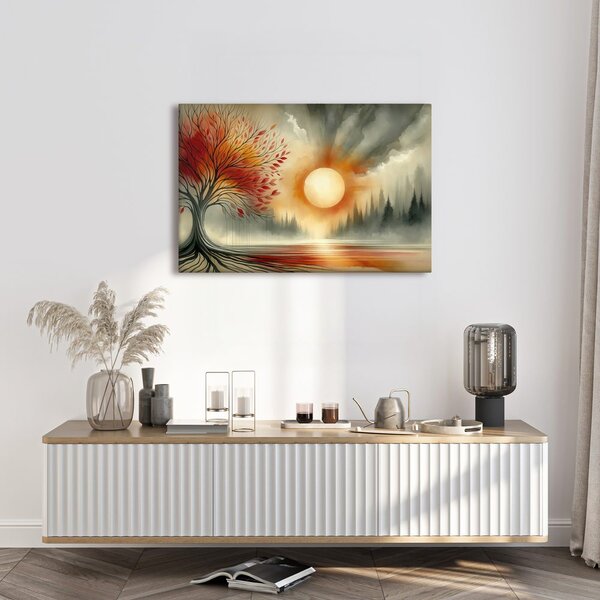 Quadro su tela – Albero della vita con sole autunnale
