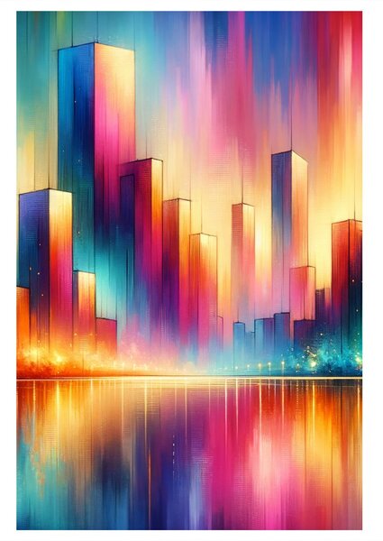 Quadro su tela – Città luminosa di notte