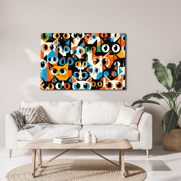 Quadro su tela – Gatti colorati in astratto