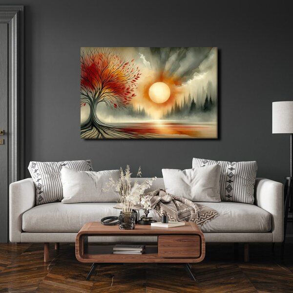 Quadro su tela – Albero della vita con sole autunnale