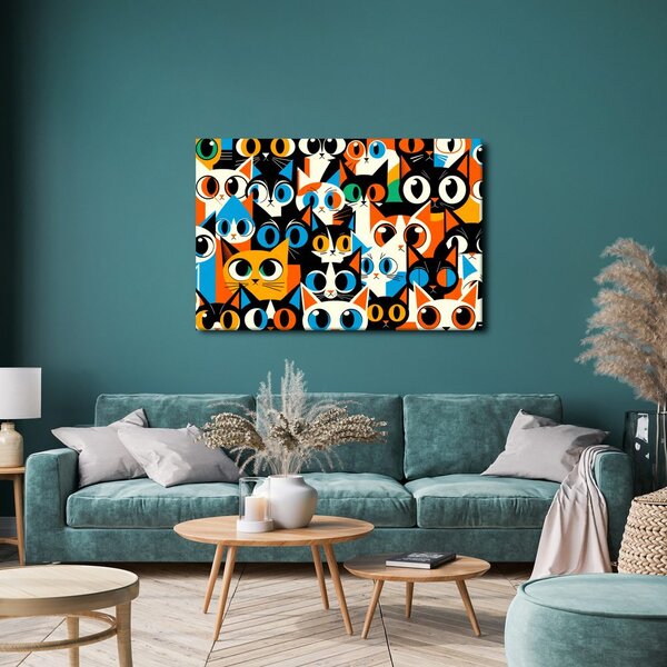 Quadro su tela – Gatti colorati in astratto