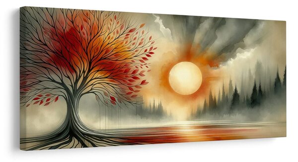 Quadro su tela – Albero della vita autunnale al lago
