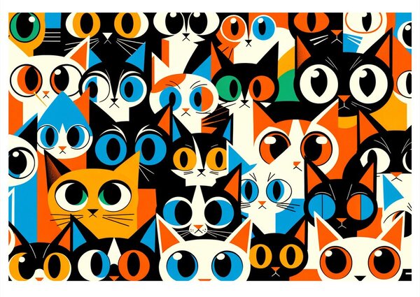 Quadro su tela – Gatti colorati in astratto