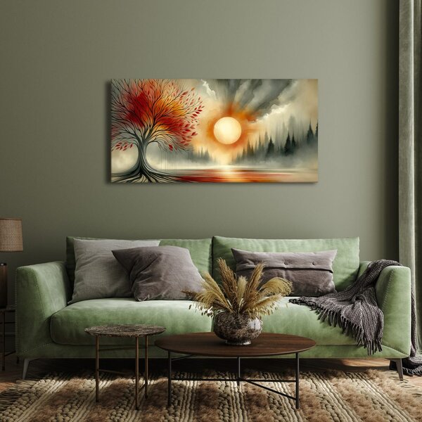 Quadro su tela – Albero della vita autunnale al lago