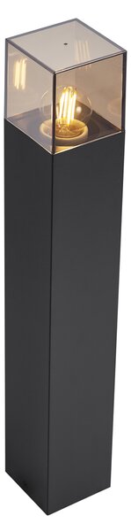 Lampada da esterno moderna nera con vetro fumé 50 cm con sensore crepuscolare IP44 - Denmark