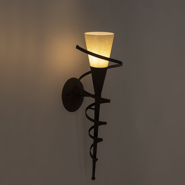 Applique da parete rustica marrone ruggine con vetro crema - Castle