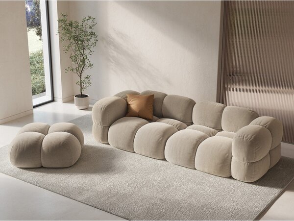 Divano beige con rivestimento in velluto 250 cm Loretto – Cosmopolitan Design