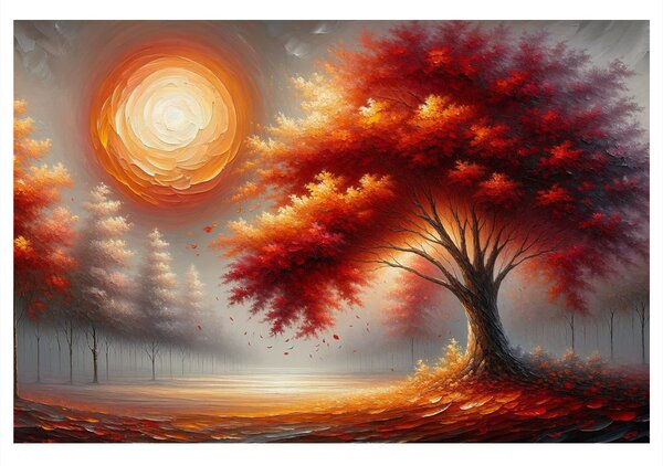 Quadro su tela – Albero della vita infuocato al sole autunnale