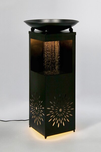 Fontana con Led 40,5x40,5x78 cm in Metallo Yuki Nera