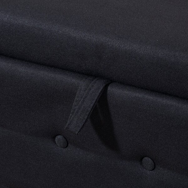 HOMCOM Panca contenitore 2 in 1 con piedi in legno, in tessuto effetto lino, 146.5x49x72 cm, Nero | Aosom Italy