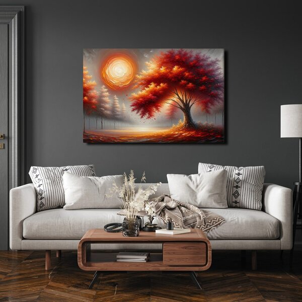 Quadro su tela – Albero della vita infuocato al sole autunnale