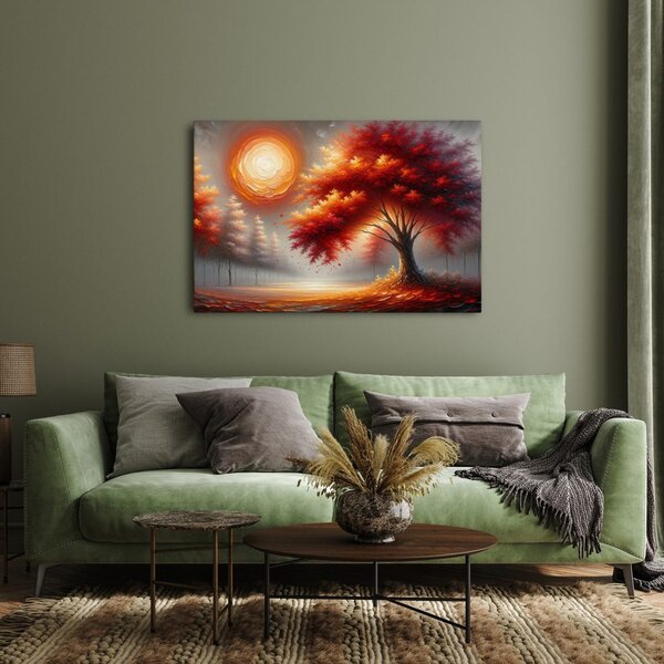 Quadro su tela – Albero della vita infuocato al sole autunnale