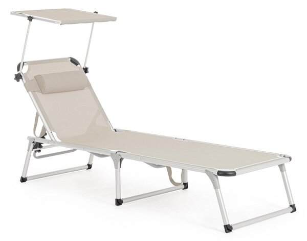 Set 4 Lettini Prendisole da Giardino con Tettuccio 58x193x76 cm in Alluminio Cayo Grigio Ghiaccio
