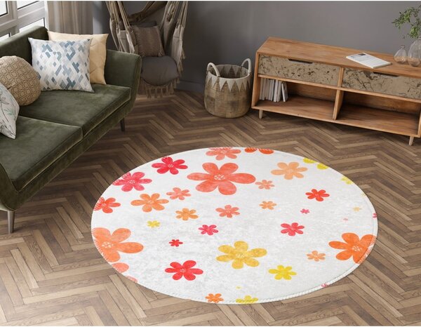 Tappeto per bambini arancione e avorio lavabile ø120 cm Fall Flowers – Vitaus