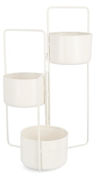 Porta Vasi 3 Ripiani 45x21x68 cm in Acciaio Keyra Bianco