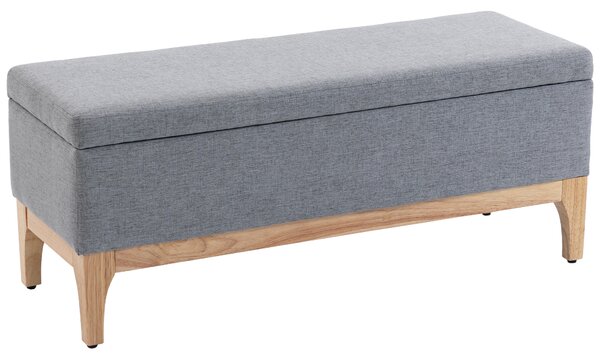 HOMCOM Panca contenitore con coperchio rimovibile, Baule portaoggetti in tessuto effetto lino, 110x39x45 cm, grigio | Aosom Italy
