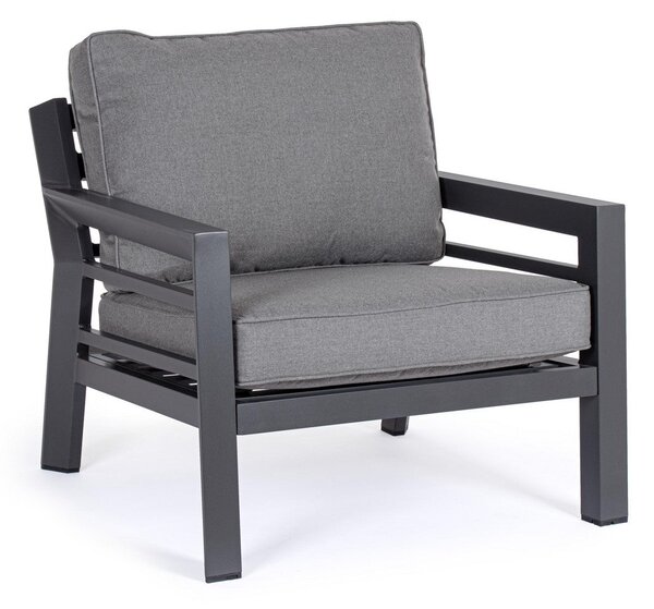 Set 2 Poltrone con Cuscini da Giardino 80x85x88 cm in Alluminio Hendrix Antracite