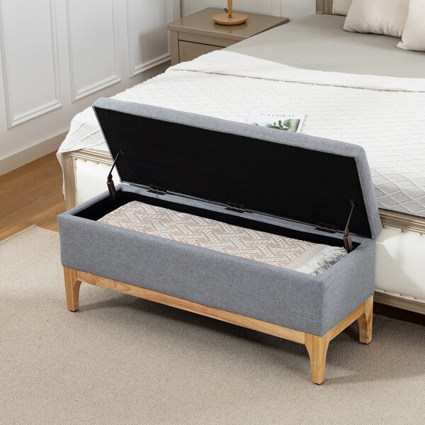 HOMCOM Panca contenitore con coperchio rimovibile, Baule portaoggetti in tessuto effetto lino, 110x39x45 cm, grigio | Aosom Italy