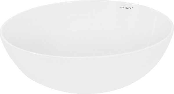 LuxeBath Lavabo Lavabo da appoggio, rotondo, Ø 40x14,7 cm, bianco, Vetroceramica