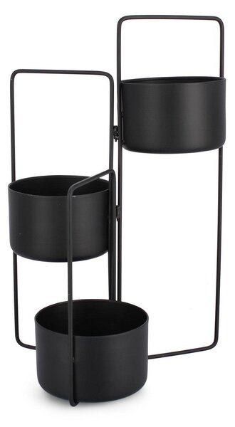 Porta Vasi 3 Ripiani 45x21x68 cm in Acciaio Keyra Nero