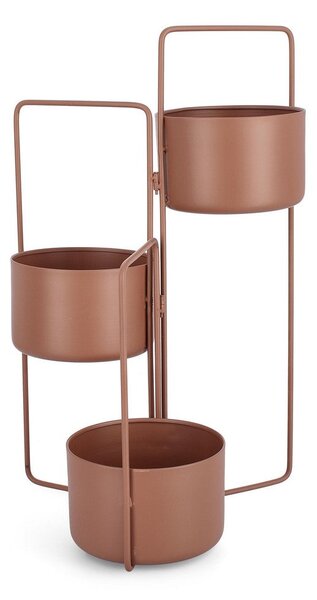 Porta Vasi 3 Ripiani 45x21x68 cm in Acciaio Keyra Marrone