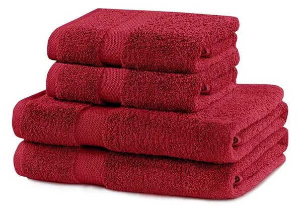 Asciugamani e teli da bagno in spugna di cotone rosso in un set di 4 pezzi Marina - DecoKing