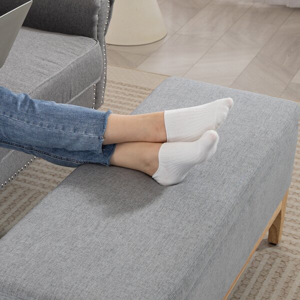 HOMCOM Panca contenitore con coperchio rimovibile, Baule portaoggetti in tessuto effetto lino, 110x39x45 cm, grigio | Aosom Italy