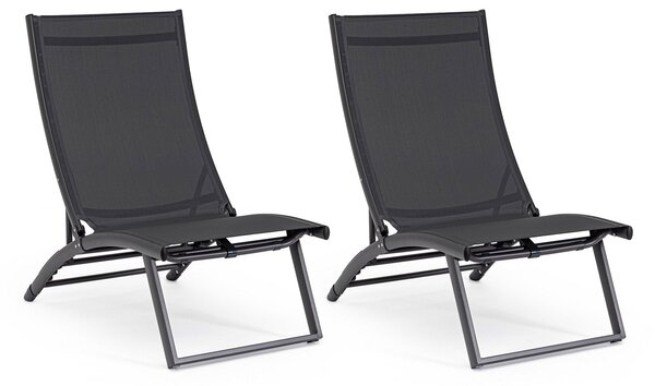 Set 2 Poltrone da Giardino 53x166,5x90 cm in Alluminio Taylor Antracite