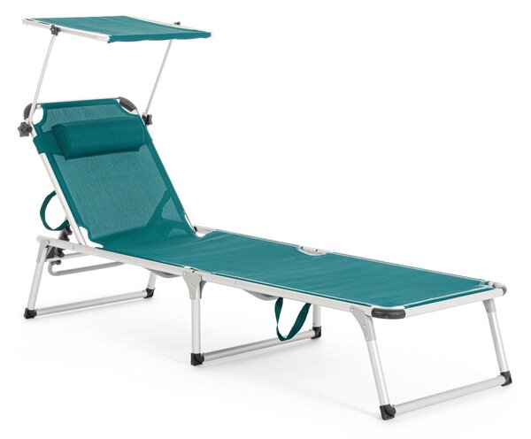 Set 4 Lettini Prendisole da Giardino con Tettuccio 58x193x76 cm in Alluminio Cayo Ottanio