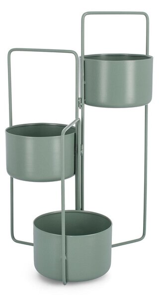 Porta Vasi 3 Ripiani 45x21x68 cm in Acciaio Keyra Salvia